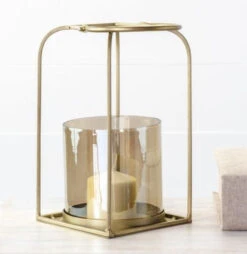Metal Lantern With Glass Candle Holder