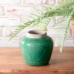 6" Glossy Jade Green Vase
