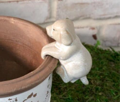 Beige Dog Pot Hanger Figurine