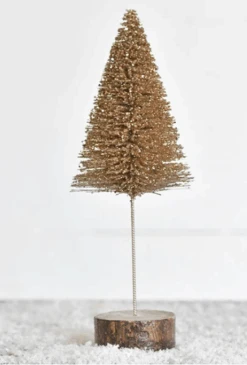 Bottle Brush Glitter Tree, Champagne, 8.75"