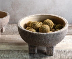 Raised Footed Terra Cotta Bowl, Natural Beige