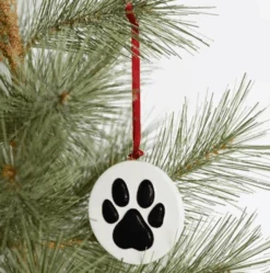 Ceramic Dog Paw Christmas Ornament