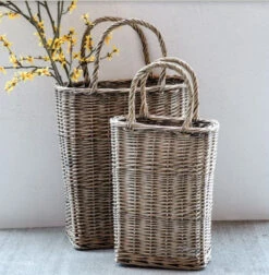 Tall French Woven Willow Flower Basket, 2 Size Options