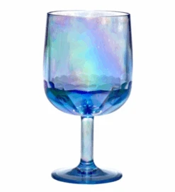 Iridescent Wine Glass, Blue, 12 Ounce