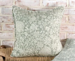 Olive Floral Throw Pillow