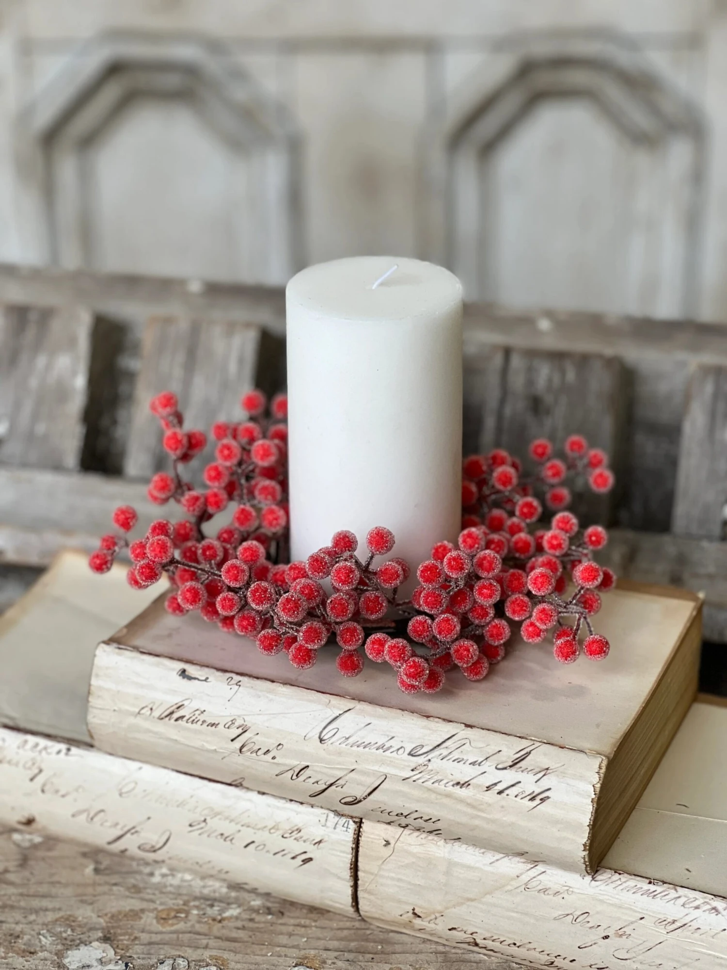 Resplendent Iced Berry Candle Ring, 8" 1 Resplendent Iced Berry Candle Ring, 8"