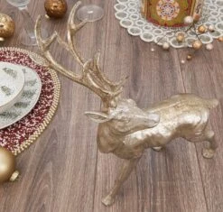 Resin Standing Deer, Silver Finish, 13"