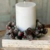 Icy Berries & Pine Cone Candle Ring, 4"