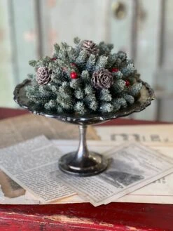 Icy Mini Pinecone With Berries Half Sphere, 7” -Home Decor Sale Store XG816712