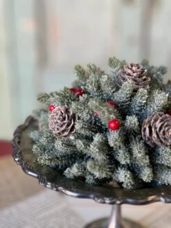 Icy Mini Pinecone With Berries Half Sphere, 7” -Home Decor Sale Store XG816713