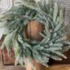 Frosted White Spruce Candle Ring Wreath