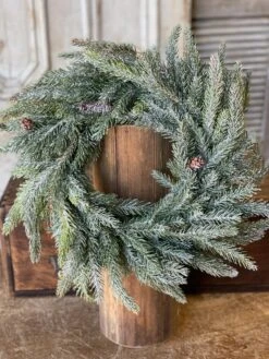 Home Decor Sale Store 29 Frosted White Spruce Candle Ring Wreath