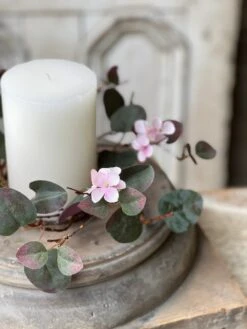 Nightshade Blossoms Candle Ring, Soft Pink, 12"