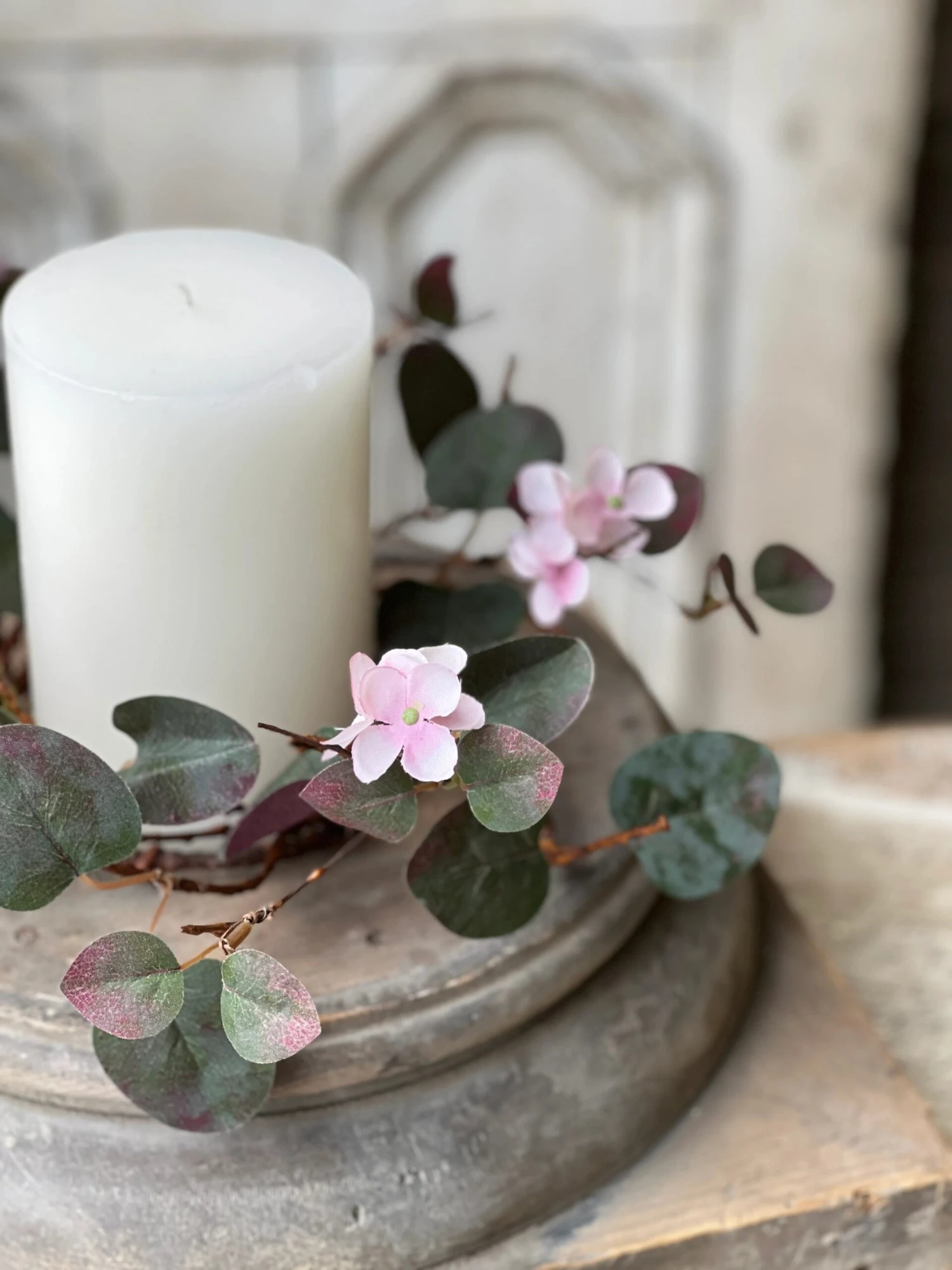 Nightshade Blossoms Candle Ring, Soft Pink, 12" 1 Nightshade Blossoms Candle Ring, Soft Pink, 12"
