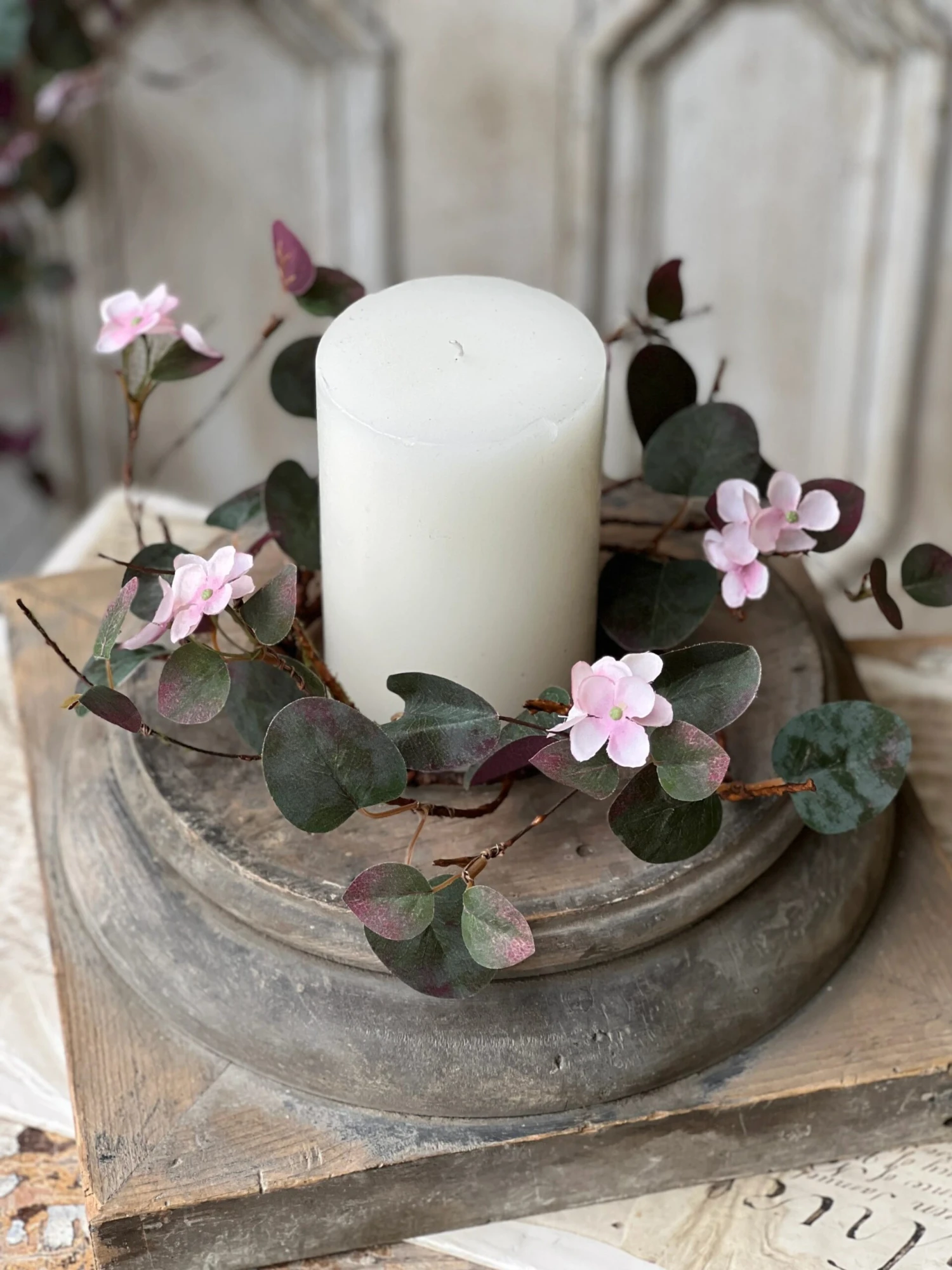 Nightshade Blossoms Candle Ring, Soft Pink, 12" 3 Nightshade Blossoms Candle Ring, Soft Pink, 12" - Image 3