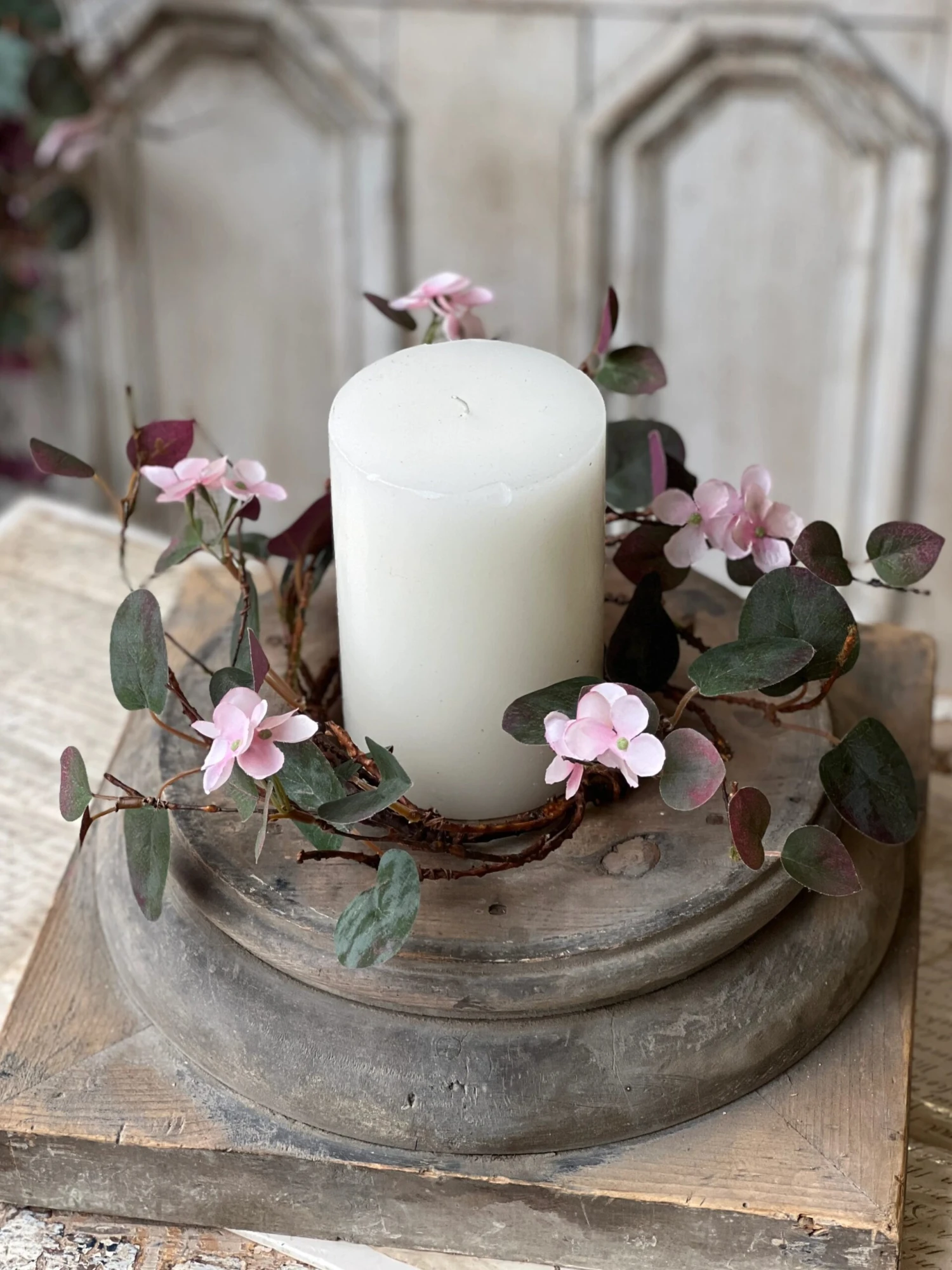 Nightshade Blossoms Candle Ring, Soft Pink, 12" 2 Nightshade Blossoms Candle Ring, Soft Pink, 12" - Image 2