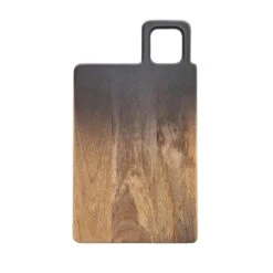 Ombre Mango Wood Cheese & Cutting Board With Handle, Black & Natural