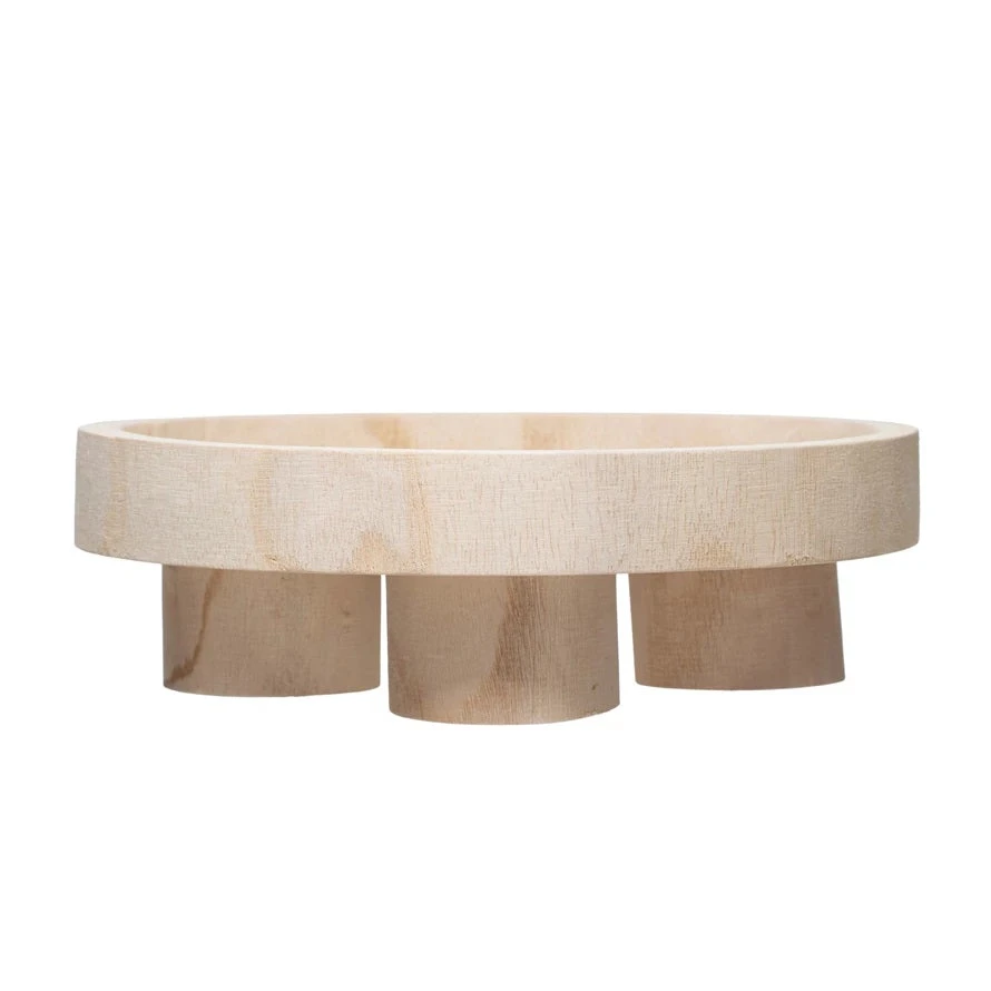 Decorative Paulownia Wood Footed Tray, Natural 1 Decorative Paulownia Wood Footed Tray, Natural