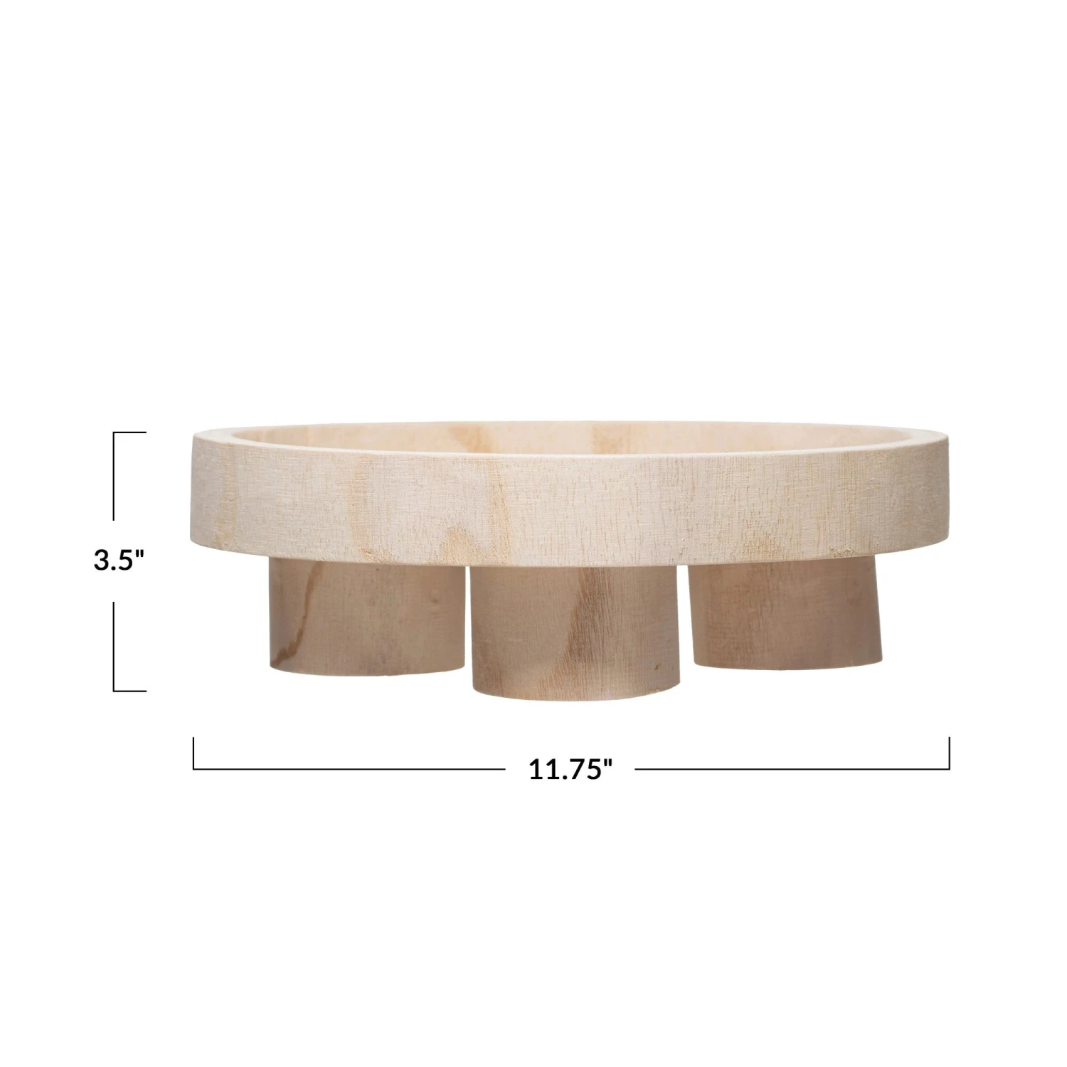 Decorative Paulownia Wood Footed Tray, Natural 3 Decorative Paulownia Wood Footed Tray, Natural - Image 3