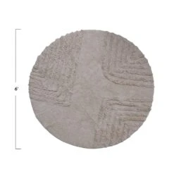 Round Cotton Tufted Rug With Design, Cream (Pick Up Only) -Home Decor Sale Store ah2612 2