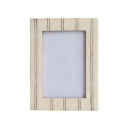 Photo Picture Frame With Metal Inlay, Cream