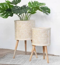 Woven Planter Pot Plant Holder With Legs, 2 Size Options