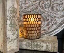 Radiance LED Poured Candle, Oval Imprint, Amber, 4” Dia X 5" T