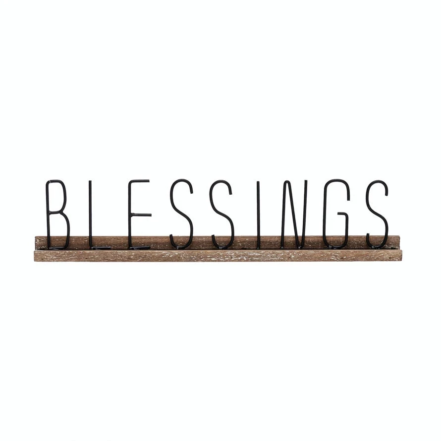 "Blessings" Metal And Wood Mantel / Table Top Sign 2 "Blessings" Metal And Wood Mantel / Table Top Sign - Image 2