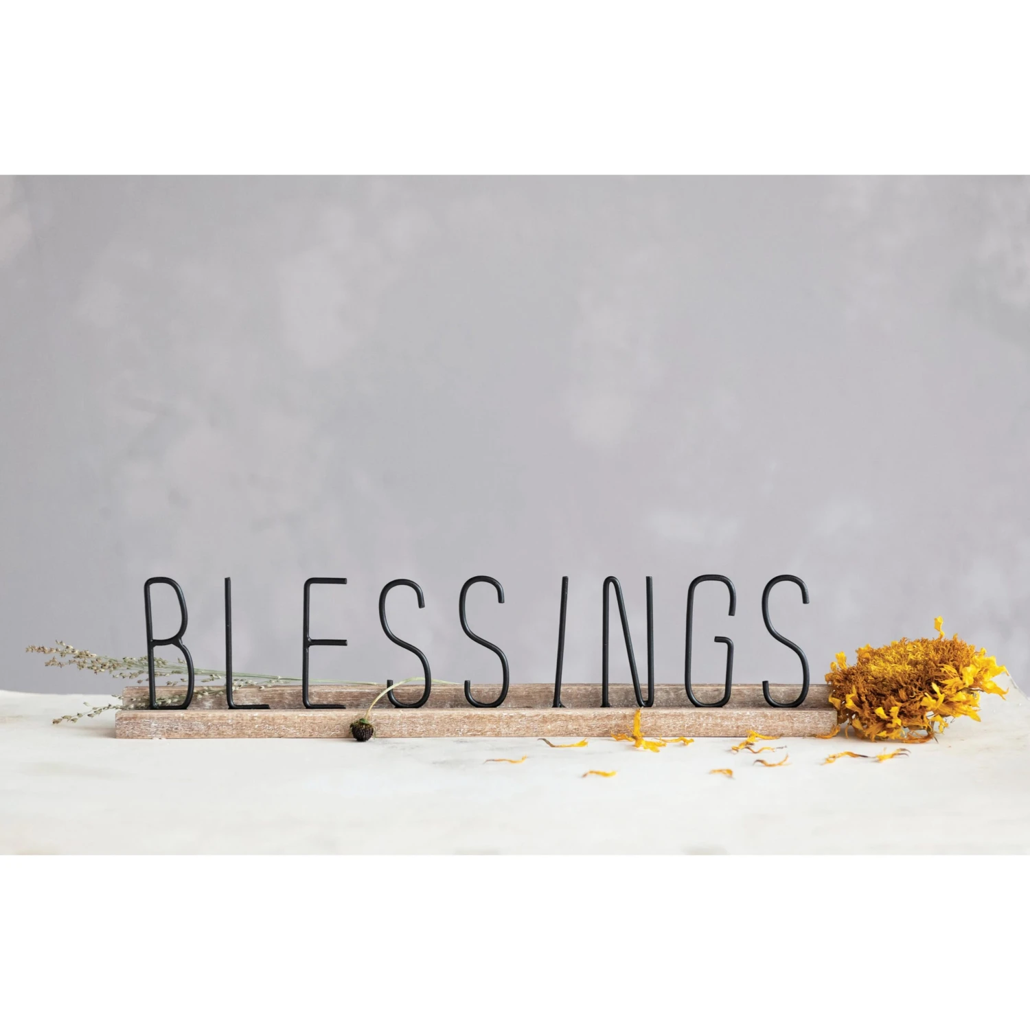 "Blessings" Metal And Wood Mantel / Table Top Sign 1 "Blessings" Metal And Wood Mantel / Table Top Sign