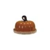 Stoneware Pumpkin Shaped Butter Dish With Stem Handle