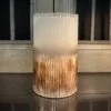 Frosted Bamboo Glass Hurricane Vessel, 10"