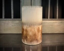 Frosted Bamboo Glass Hurricane Vessel, 10"