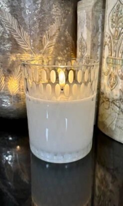 Radiance LED Poured Candle, Etched, Simply Ivory, 4” Dia X 5" T