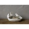 Decorative Ceramic Leaf Dish With 3D Birds, White