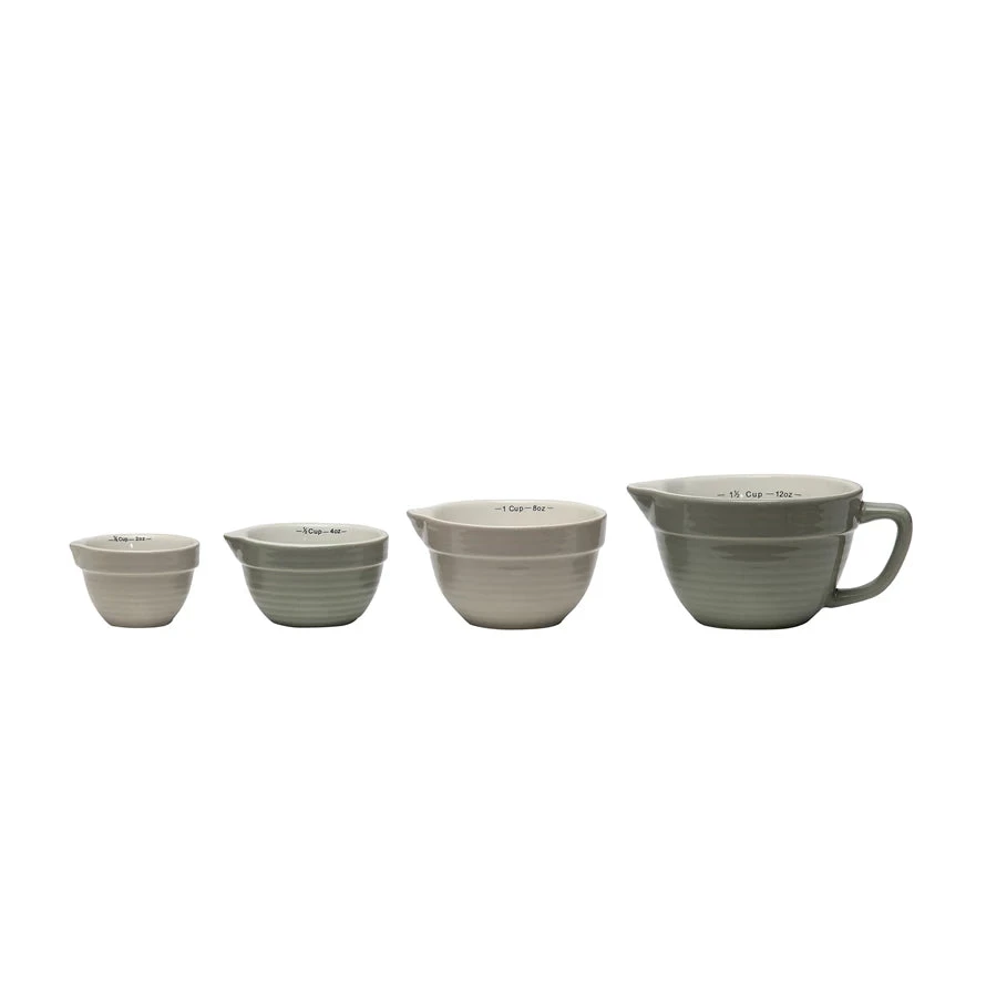 Stoneware Batter Bowl Measuring Cups, Grey, Set Of 4 2 Stoneware Batter Bowl Measuring Cups, Grey, Set Of 4 - Image 2