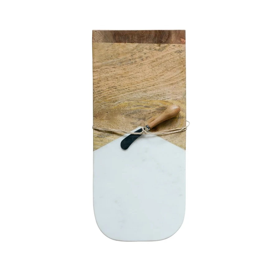 Marble Mango Wood Cutting Board With Canape Knife 2 Marble Mango Wood Cutting Board With Canape Knife - Image 2