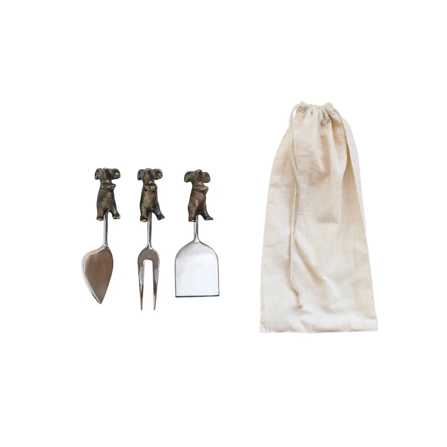 Cast Aluminum Mice Cheese Servers, Set Of 3 In Drawstring Bag 1 Cast Aluminum Mice Cheese Servers, Set Of 3 In Drawstring Bag