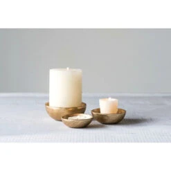 Round Decorative Cast Aluminum Bowl, Brass Finish, 3 Size Options