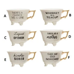 Bar Saying Stoneware Footed Teacup With Gold Electroplating, Black & White, 6 Style Options -Home Decor Sale Store df3303a 1