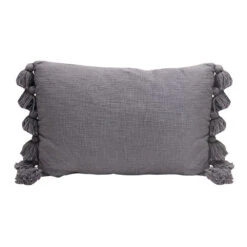 Cotton Slub Lumbar Pillow With Tassels