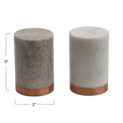 Marble Salt & Pepper Shakers With Copper Base, White & Beige, Set Of 2 -Home Decor Sale Store df3650 2 1