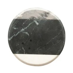 Round Marble Cheese Cutting Board, Grey, Black & White
