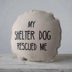 "My Shelter Dog Rescued Me" With Paw Print On Back, Natural & Black