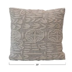Cotton & Jute Appliqued Pillow, Beige & Cream -Home Decor Sale Store df4515pmc 3