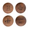 Tapas Plates With Burned Wine Saying & Abaca Tie, Natural, Set Of 4