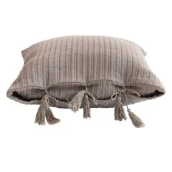 Pillow With Tassel Ties, Grey