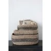 Hand-Woven Seagrass Baskets With Stripes, Natural & Black, 3 Size Options