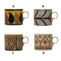 Hand-Painted Stoneware Mug With Pattern, Multi Color, 4 Style Options -Home Decor Sale Store df6783a