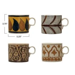 Hand-Painted Stoneware Mug With Pattern, Multi Color, 4 Style Options -Home Decor Sale Store df6783a 4