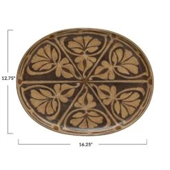 Oval Hand-Painted Stoneware Platter With Pattern, Brown & Taupe (Pick Up Only) -Home Decor Sale Store df6784 3